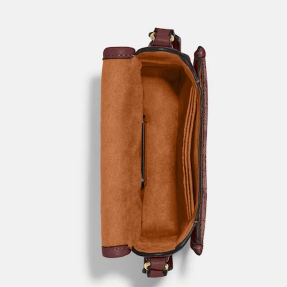 Coach Signature Jacquard North/South Lonnie Gold/Wine Crossbody - Picture 4 of 9